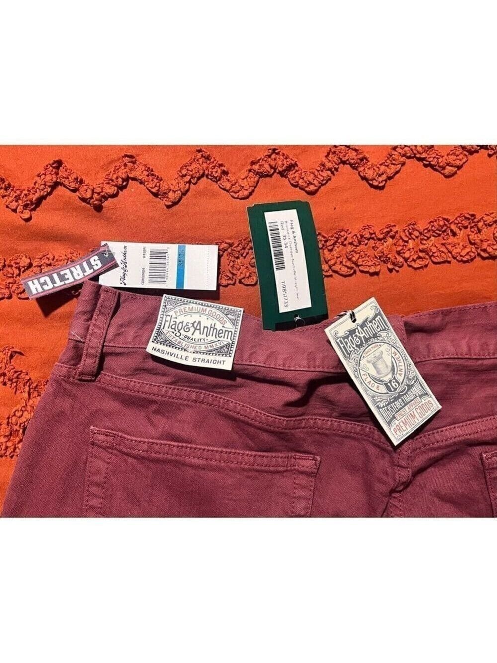 Flag & Anthem jeans Nashville Straight BNWT size 35 34 red - Picture 2 of 13